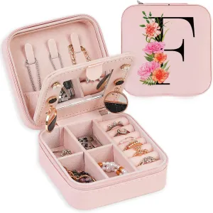 Travel Jewelry Case Jewelry Box, Travel Essentials Accessories for Women, Ring Necklace Earring Jewelry Holder Organizer Box with Mirror, Gifts for Women Girl Mom Grandma Birthday Christmas