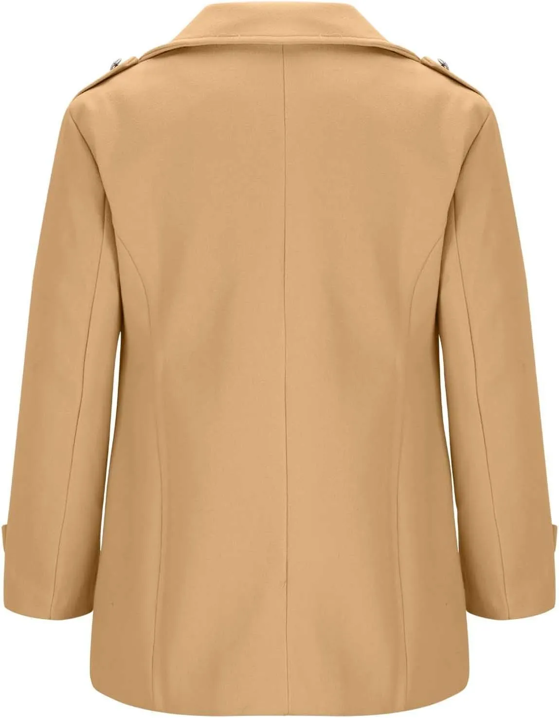 Trench Coat Men Mid Length Wool Coat Double Breasted Peacoat Lapel Open Front Cardigan Winter Outwear with Pockets