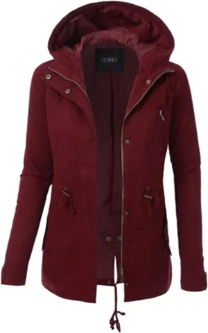 tuduoms Women's Military Anorak Safari Jacket Hoodies Zip Up Parka Winter Casual Drawstring Belted Trench Coats with Pockets