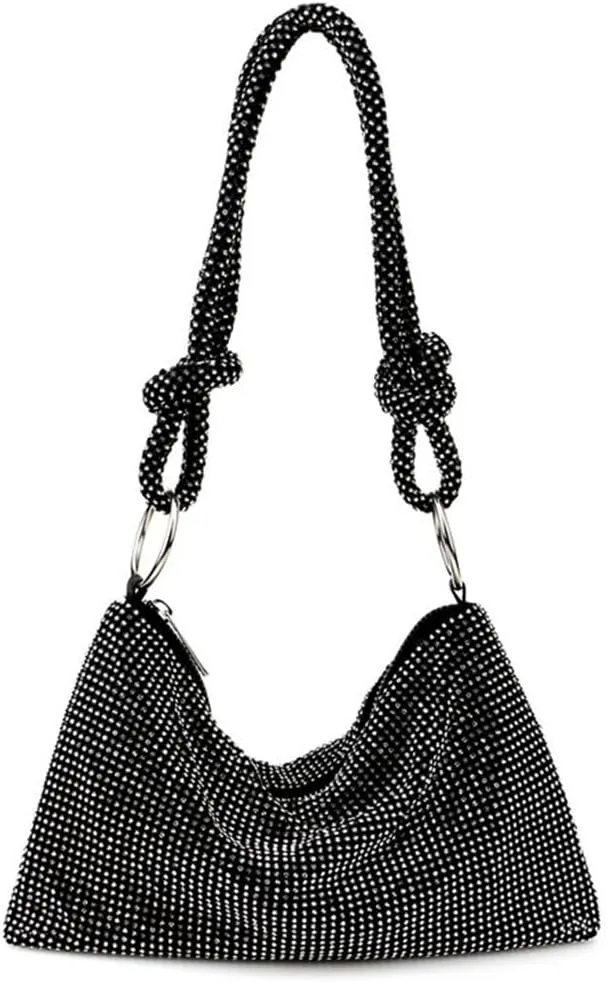 UMREN Rhinestone Hobo Bags for Women Chic Evening Handbag Sparkly Crystal Cluth Purse for Party Club Wedding