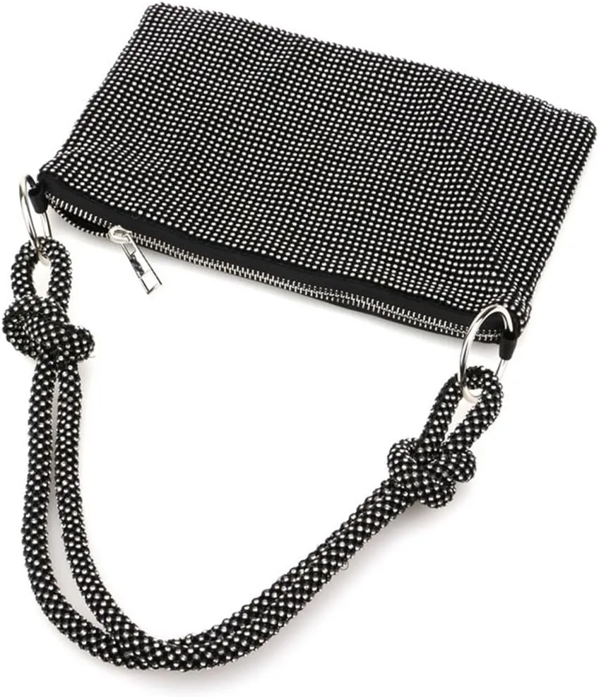 UMREN Rhinestone Hobo Bags for Women Chic Evening Handbag Sparkly Crystal Cluth Purse for Party Club Wedding
