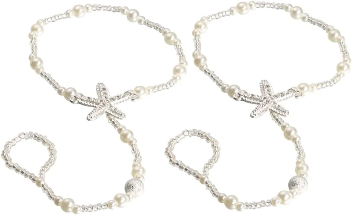 VALICLUD 2pcs Decorative Ankle Chains Fashionable Wedding Foot Chain Jewelry Elastic and Rhinestone Anklet for Brides and Parties for Beach Travel Daily Wear