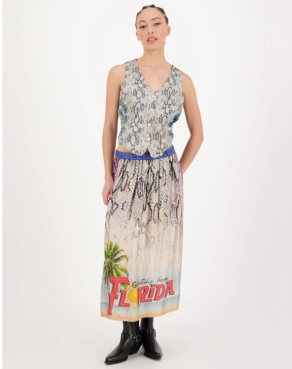 VANESSA PRINTED MIDI SKIRT IN SNAKE CHARMER