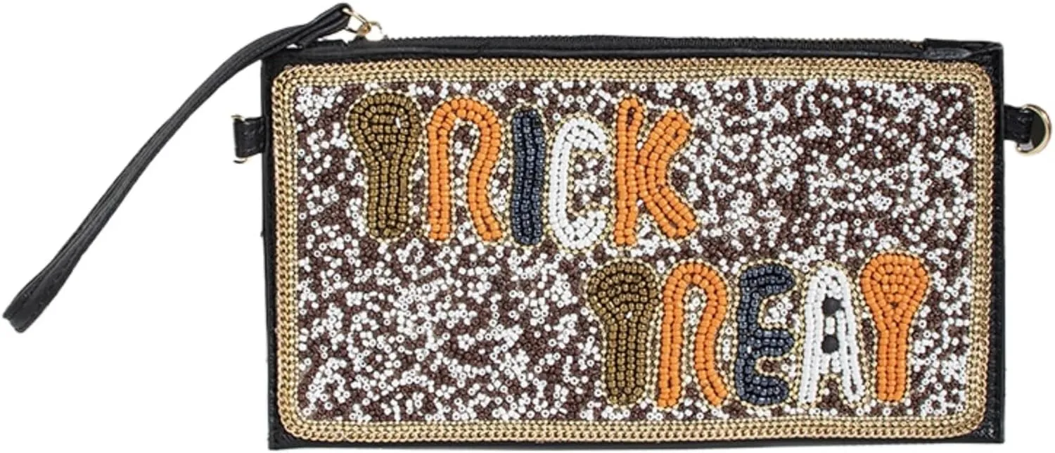 Vhitler Small Clutch Leather Bag Women Y2k Sequin Beaded Purse Summer Boho Cute Beach Purses