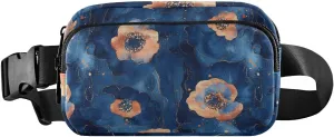 Vibrant Orange Flowers Unique Fashion Crossbody Bag Waist Packs for Men Women Large Capacity Bum Belt Bag with Adjustable Strap for Travel Running Hiking