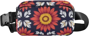 Vibrant Sunflowers Leaves Stylish Fanny Waist Pack for Women Men Teenagers Mini Sling Bag Travel Accessory with Adjustable Strap for Travel Vacation Running