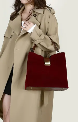 Vintage Suede Shoulder Bag Tote Bag Crossbody Bag Satchel Purse Chic Underarm Bag Top-Handle Handbags for Women Girls