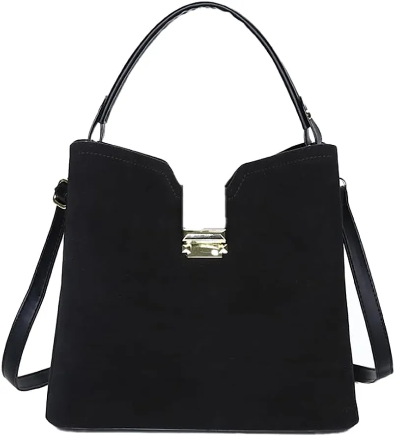 Vintage Suede Shoulder Bag Tote Bag Crossbody Bag Satchel Purse Chic Underarm Bag Top-Handle Handbags for Women Girls