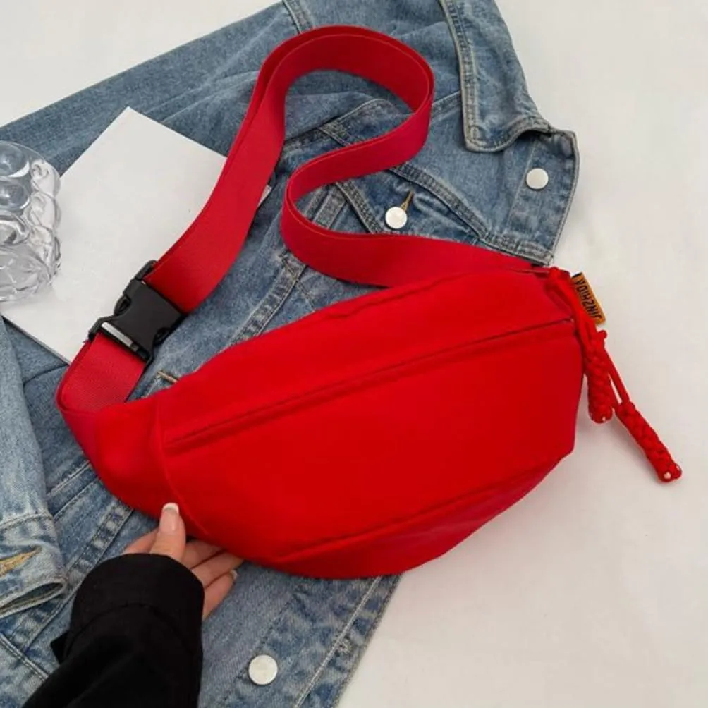 Waist Bag Fanny Pack for Men Women Cross Body Belt Bag with Adjustable Strap Running Hiking Travel Biking Red