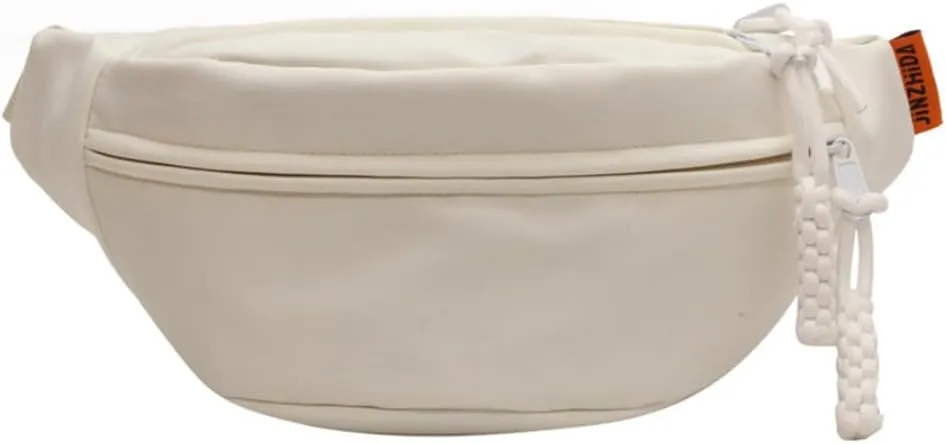 Waist Bag Fanny Pack for Men Women Cross Body Belt Bag with Adjustable Strap Running Hiking Travel Biking White