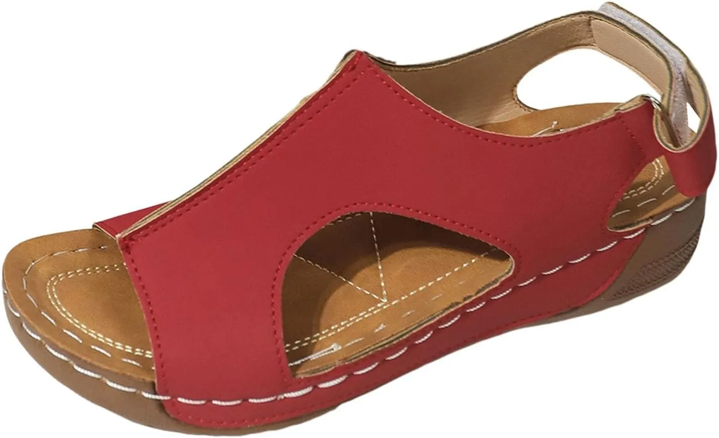 Wedge Sandals for Women Comfortable Orthopedic Platform Buckle Ankle Strap Arch Support Slip on Dressy Summer Leather Sandals