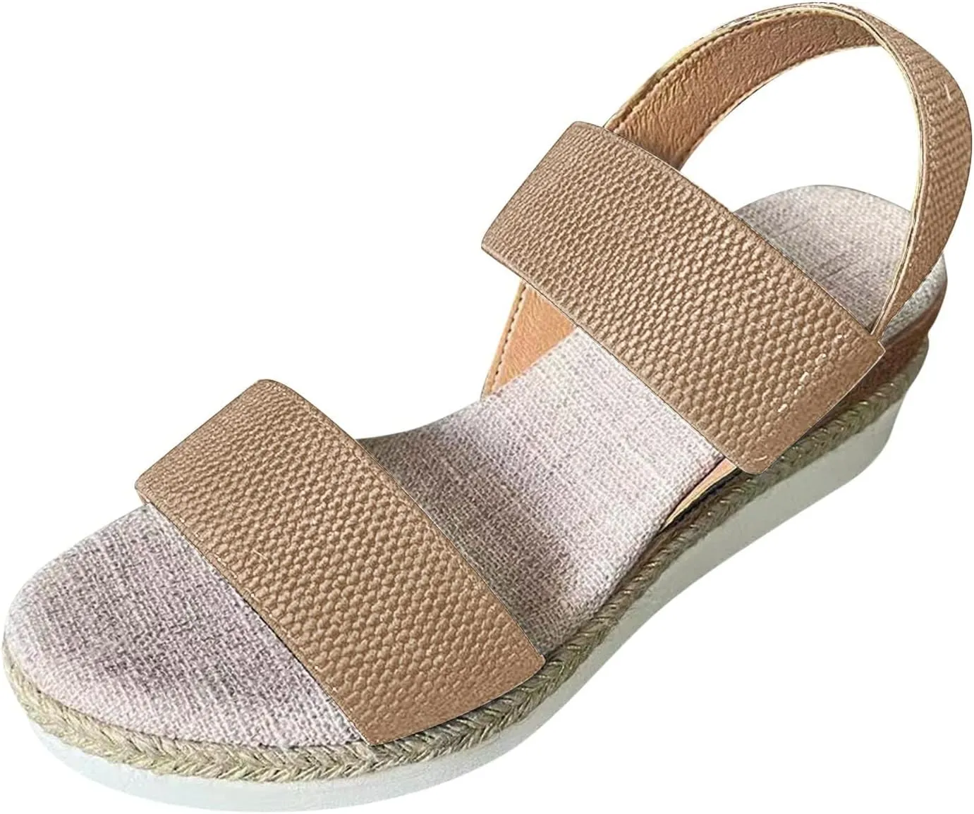 Wedge Sandals for Women Comfortable Orthopedic Slip On Platform Sandals Open Toe Slingback Elastic Ankle Strap Summer Walking Shoes for Summer And Daily Wear