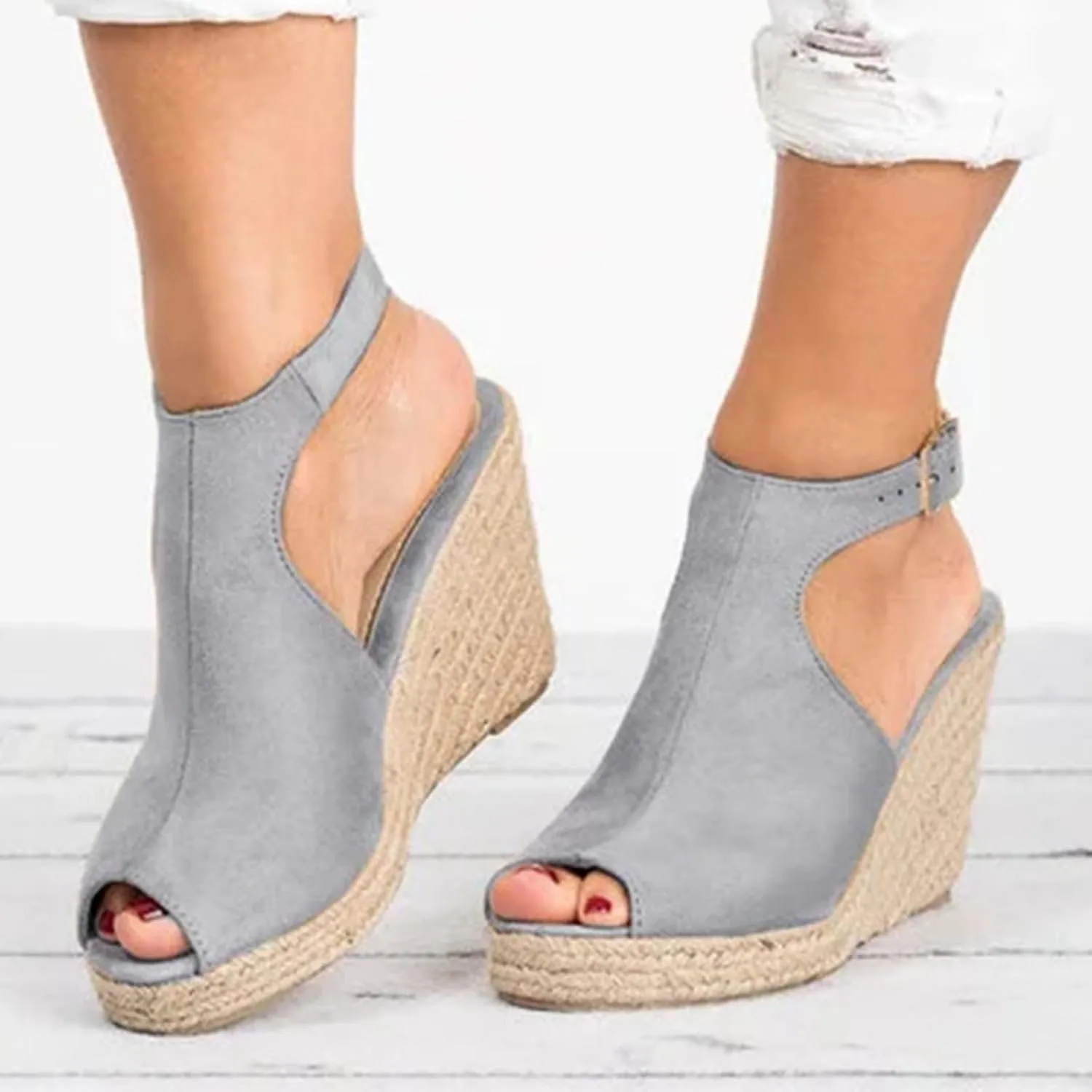 Wedge Sandals for Women Orthopedic Platform Wedge Sandals Summer Casual Beach Open Toe Espadrille Shoes Outdoor Walking Shoes Dressy Comfy Slip-On Ankle Buckle Sandal