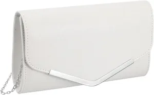 White Evening Handbag with Chain Elegant Clutch Purse for Women for Wedding and Party Events Capacity Envelope Bag Durable and Unique Glitter Design