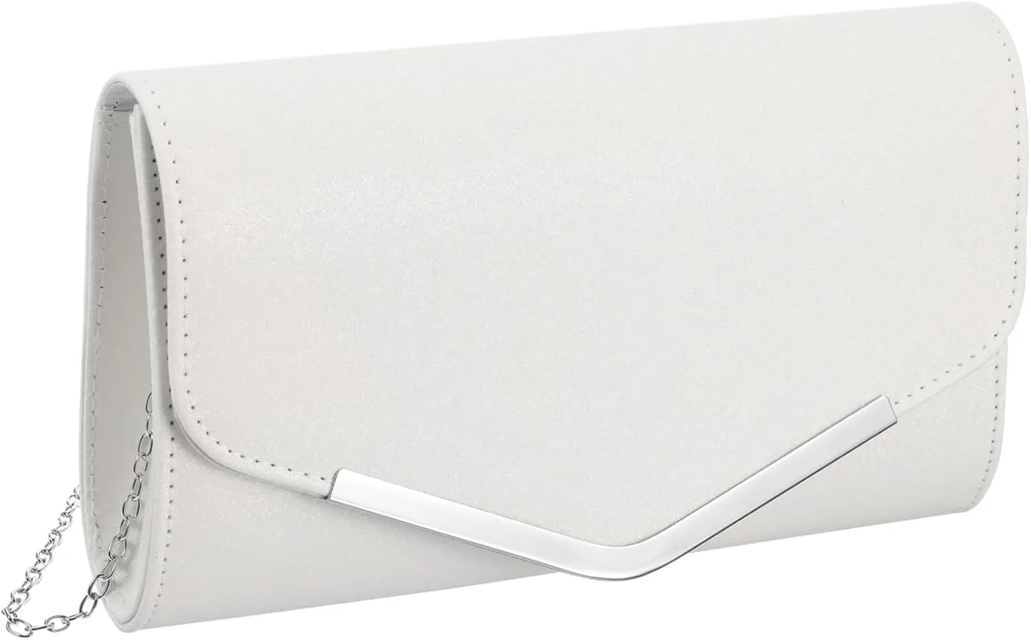 White Evening Handbag with Chain Elegant Clutch Purse for Women for Wedding and Party Events Capacity Envelope Bag Durable and Unique Glitter Design