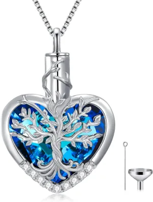 WINNICACA Urn Necklaces for Ashes 925 Sterling Silver Tree of Life Heart Cremation Jewelry for Ashes Jewelry Gifts for Human Ashes Keepsake Memorial Jewelry for Women Men