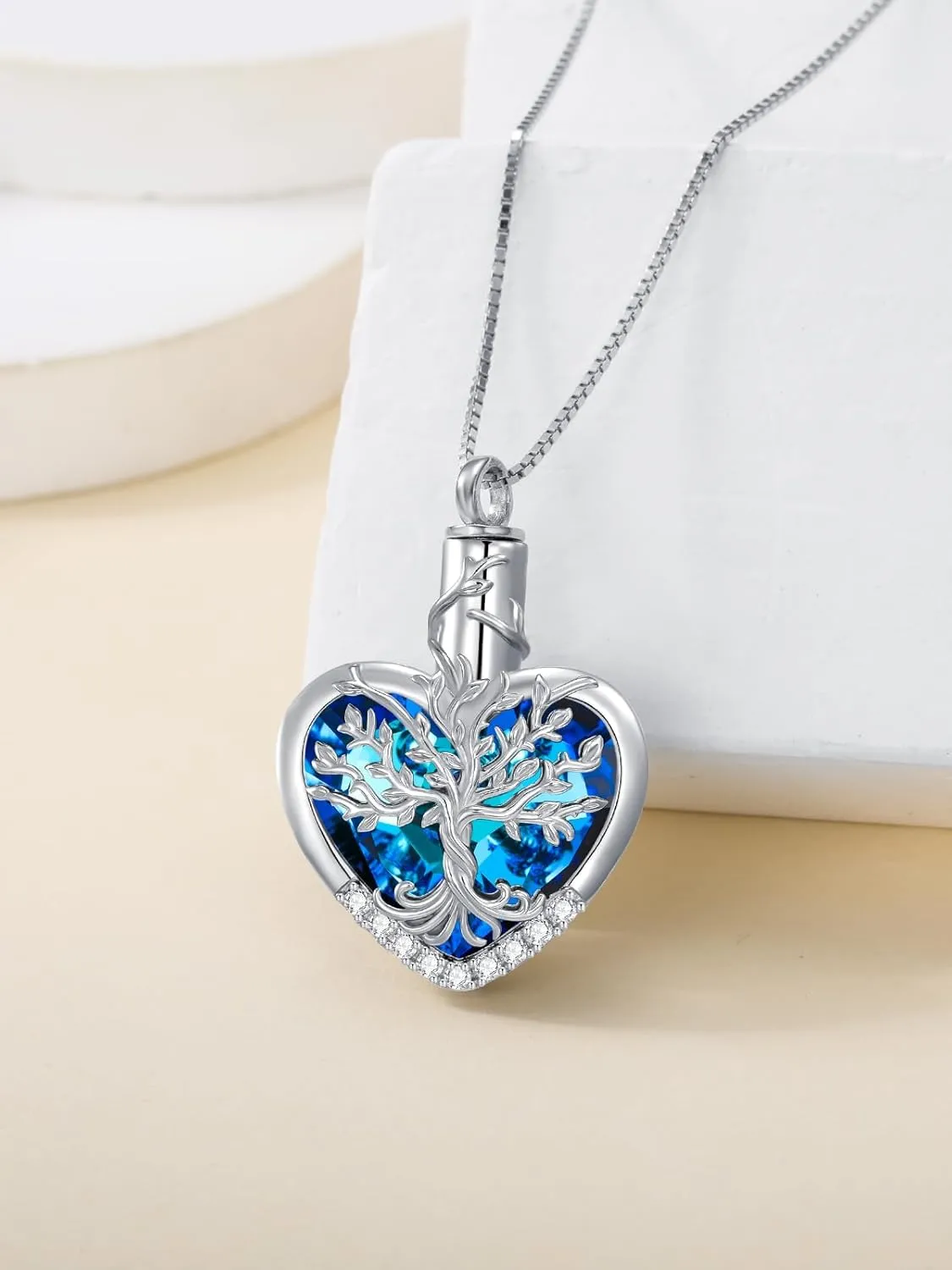 WINNICACA Urn Necklaces for Ashes 925 Sterling Silver Tree of Life Heart Cremation Jewelry for Ashes Jewelry Gifts for Human Ashes Keepsake Memorial Jewelry for Women Men