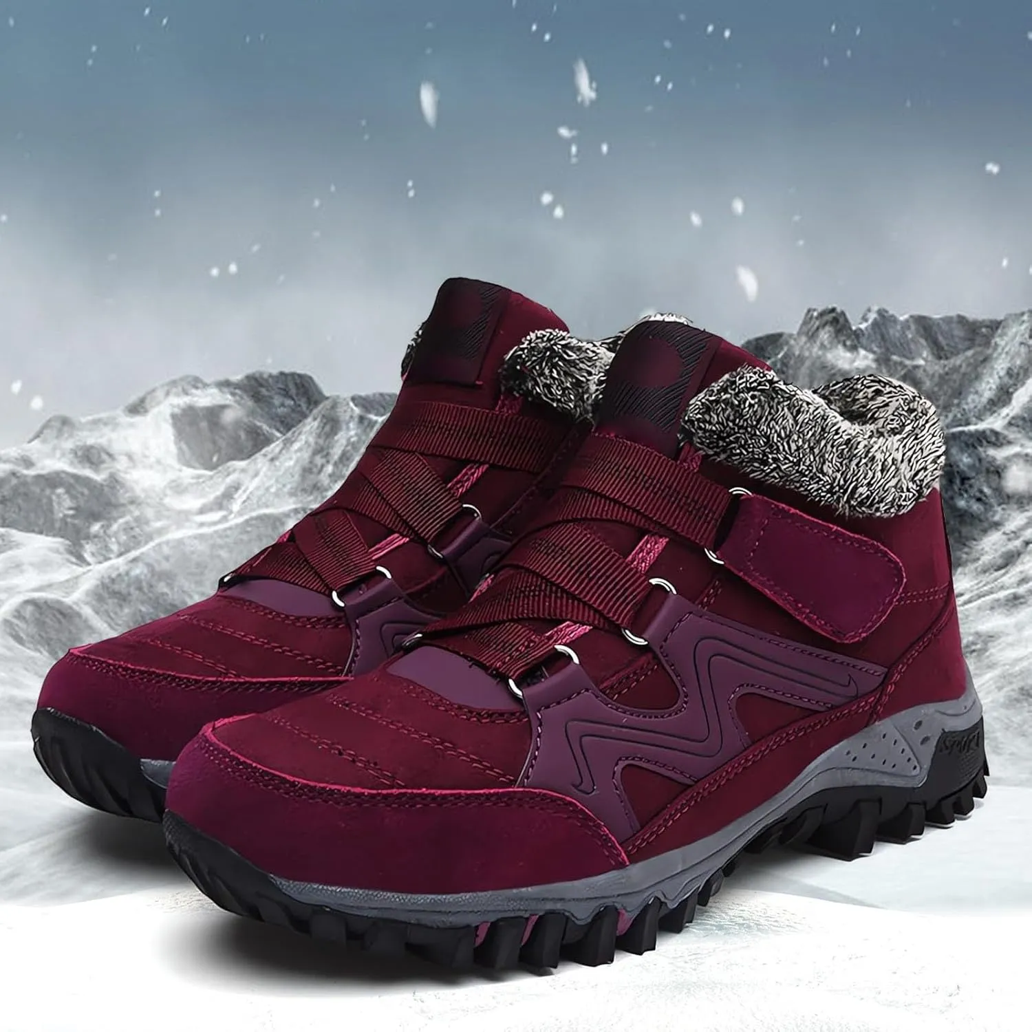 Winter Boots for Women Waterproof Snow Non Slip Slip on Womens Winter Boots Wide Feet Warm Winter Boots Women Knee High Mid Calf Winter Boots for Women Black Zapatos De Botas Para Nieve Para Mujer
