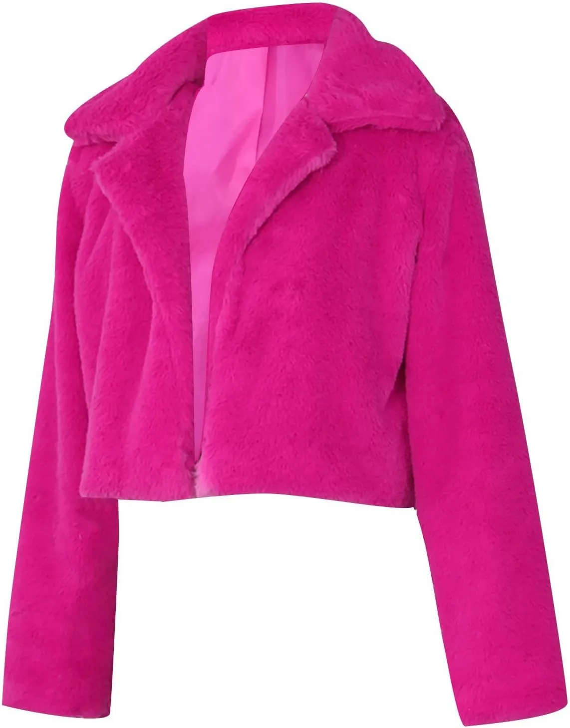 Winter Coats for Women Crop Fur Coat Fluffys Fleece Jacket Turn-Down Collar Faux Furs Tops Solid Sweater Warm Outwear