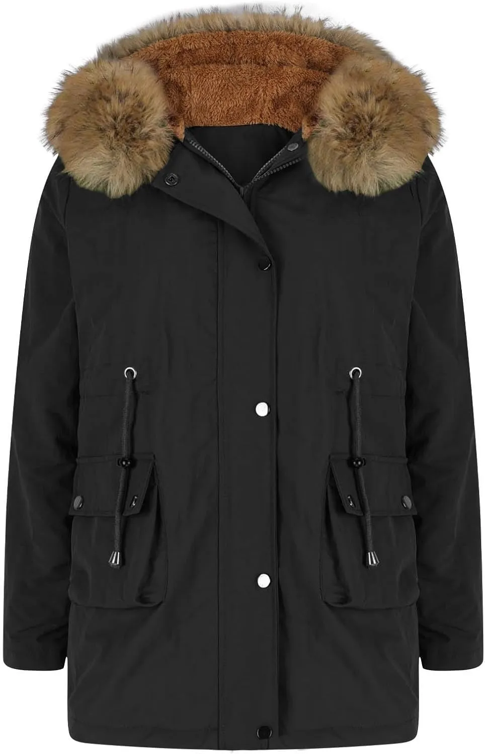 Winter Coats for Women Water Resistant Jacket Windproof Warm Parkas Thicken Fleece Lined Outwear with Fur Hood