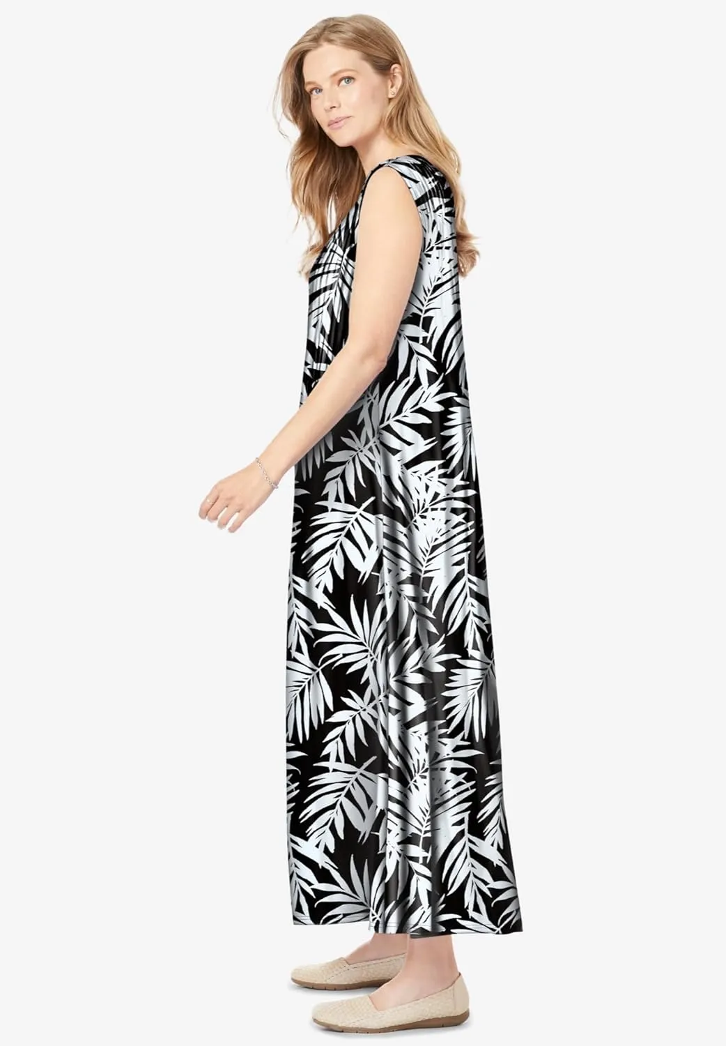 Woman Within Women's Plus Size Pintucked Sleeveless Dress