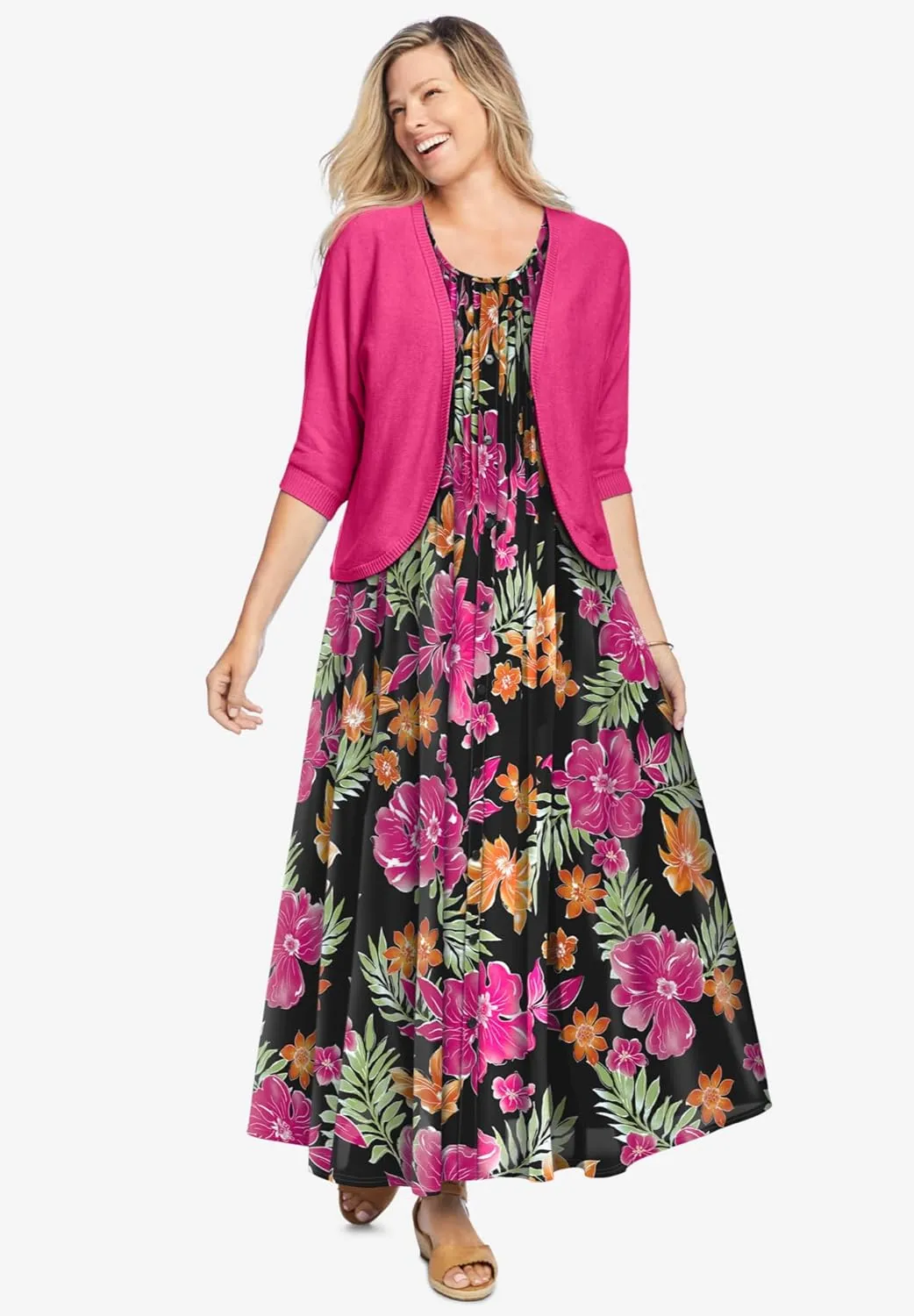 Woman Within Women's Plus Size Pintucked Sleeveless Dress