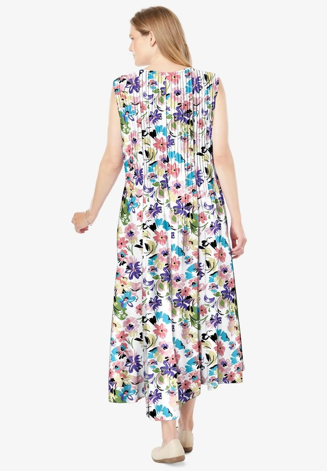 Woman Within Women's Plus Size Pintucked Sleeveless Dress