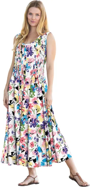 Woman Within Women's Plus Size Pintucked Sleeveless Dress