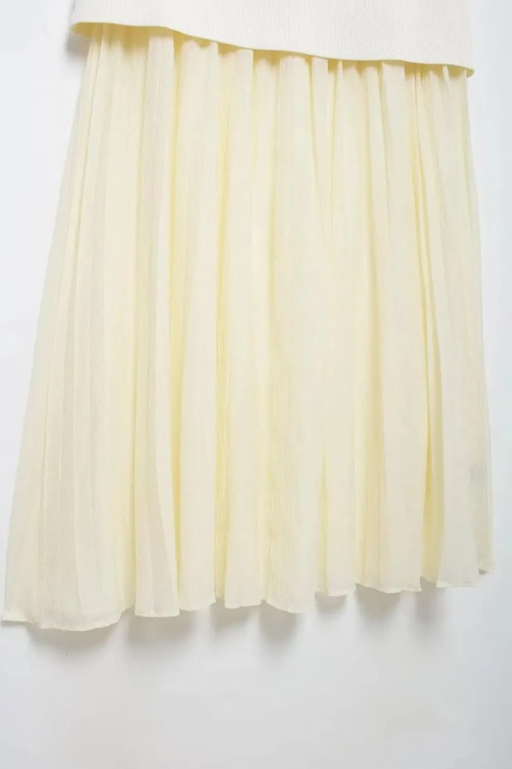 Women Combined Pleated Knit Skirt Elasticated Waistband High Waist Midi Skirt Casual Female