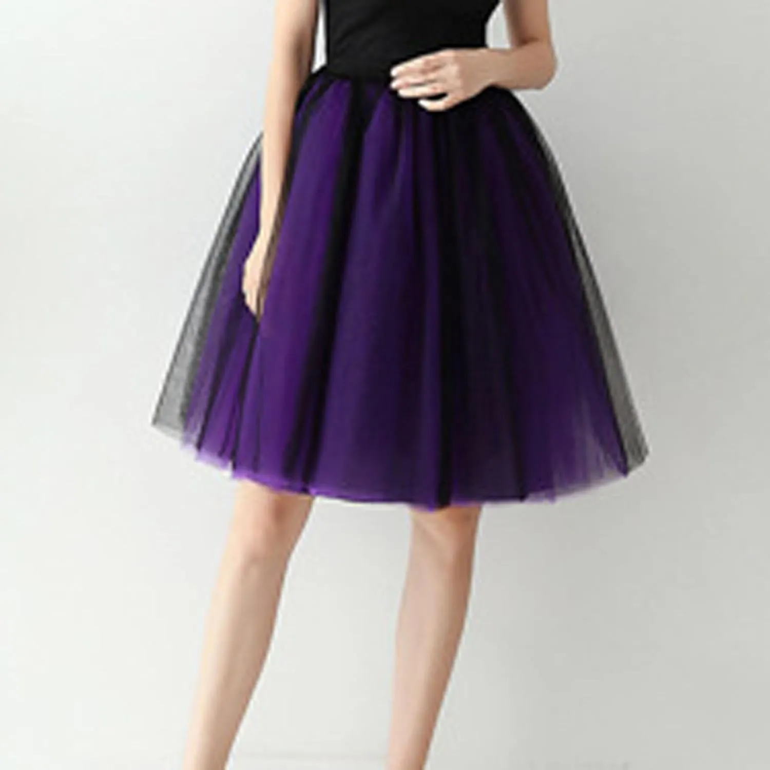 Women Mesh Midi Tutu Skorts Summer Vintage A line Pleat Layered Knee Length Skirts Casual Fashion Evening Prom Skirt