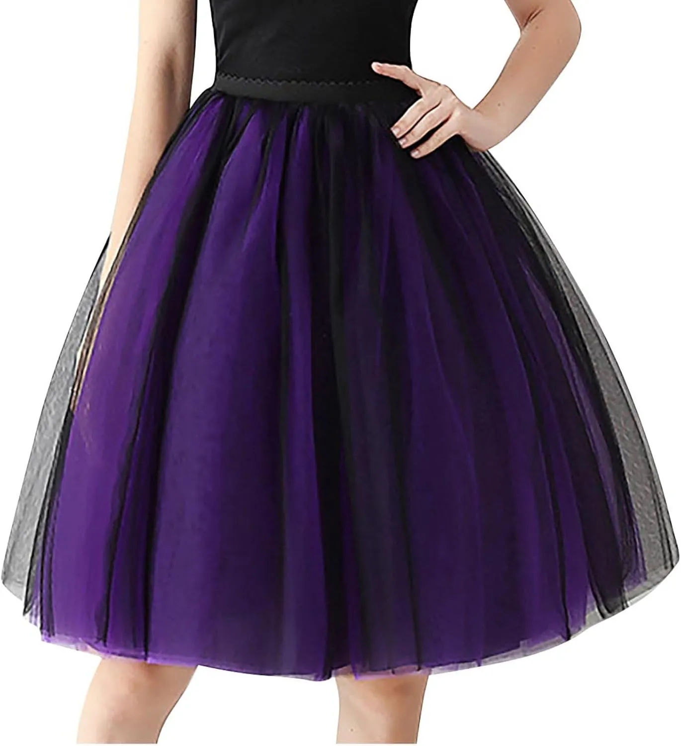 Women Mesh Midi Tutu Skorts Summer Vintage A line Pleat Layered Knee Length Skirts Casual Fashion Evening Prom Skirt