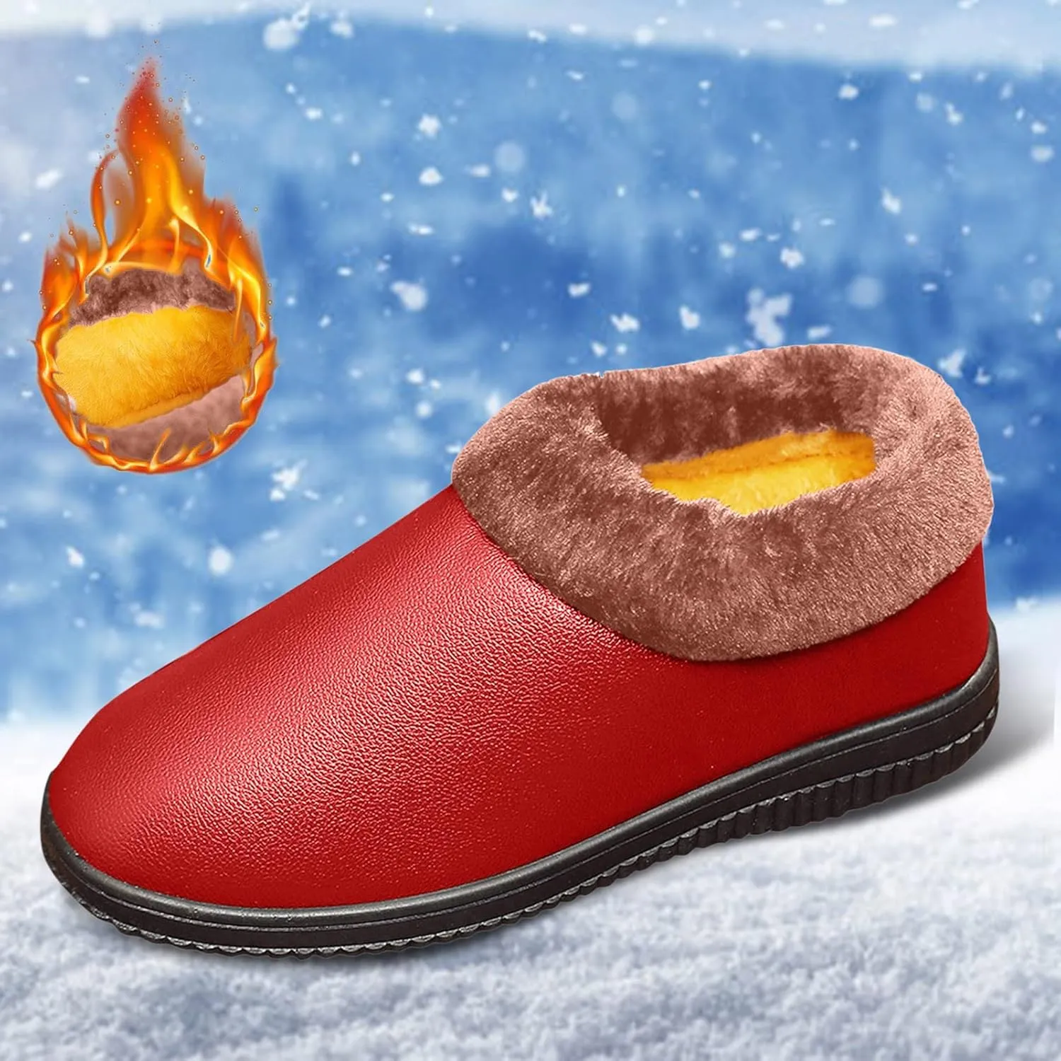 Women Snow Boots Winter Shoes 7w Women's Short Long Fur Mouth Leather Snow Boots Boots Winter Womens Warm Faux Fur Lined Mid Calf Winter Snow Boots Womens Winter Ankle Boots Wide Width