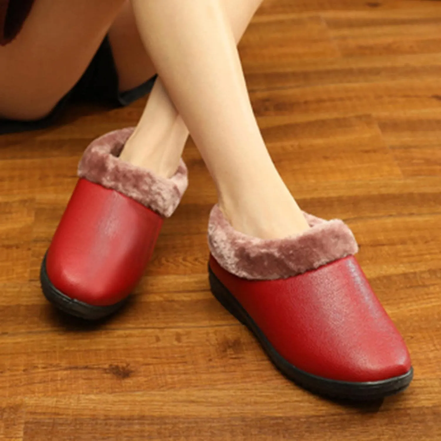 Women Snow Boots Winter Shoes 7w Women's Short Long Fur Mouth Leather Snow Boots Boots Winter Womens Warm Faux Fur Lined Mid Calf Winter Snow Boots Womens Winter Ankle Boots Wide Width