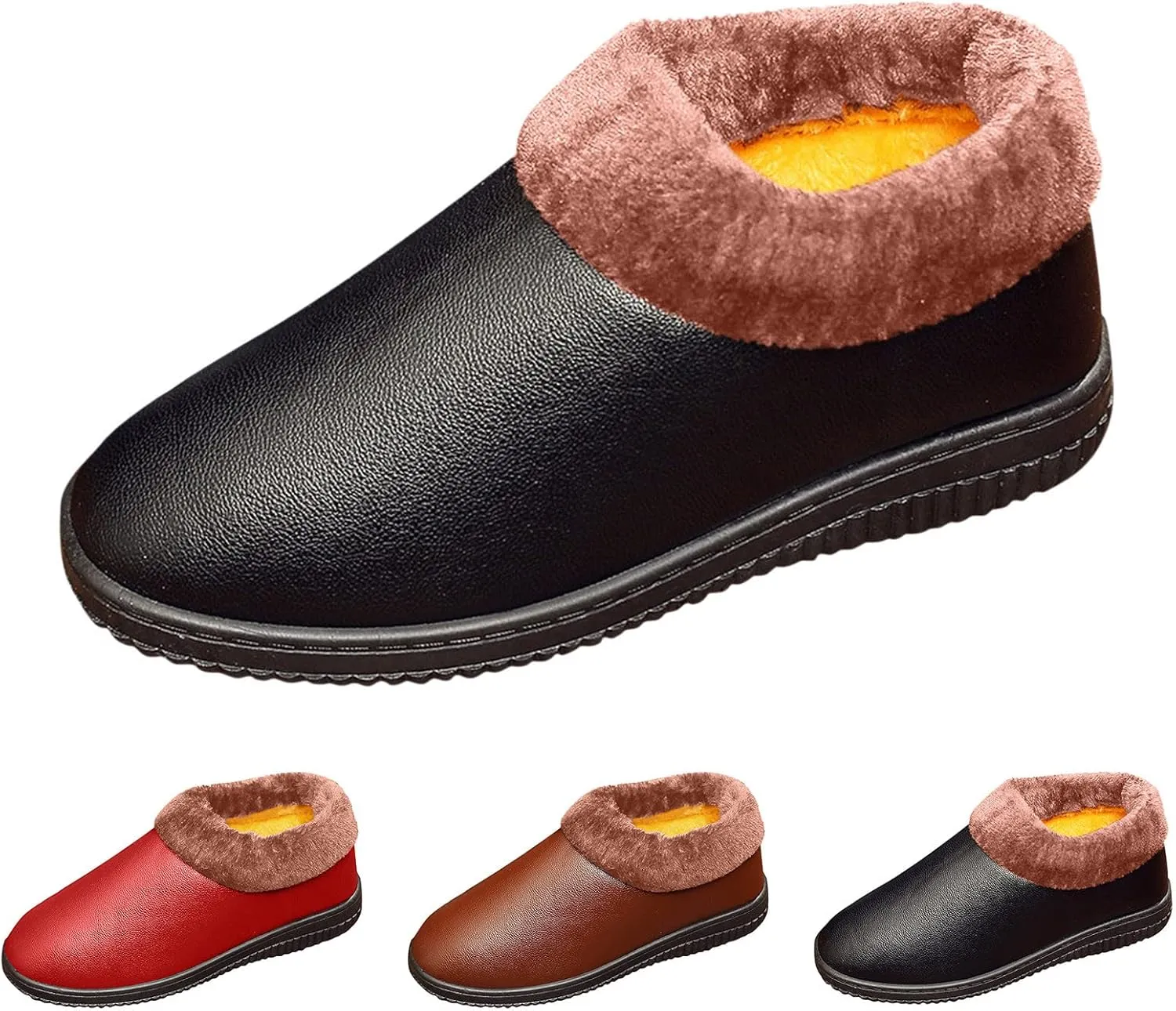 Women Snow Boots Winter Shoes 7w Women's Short Long Fur Mouth Leather Snow Boots Boots Winter Womens Warm Faux Fur Lined Mid Calf Winter Snow Boots Womens Winter Ankle Boots Wide Width
