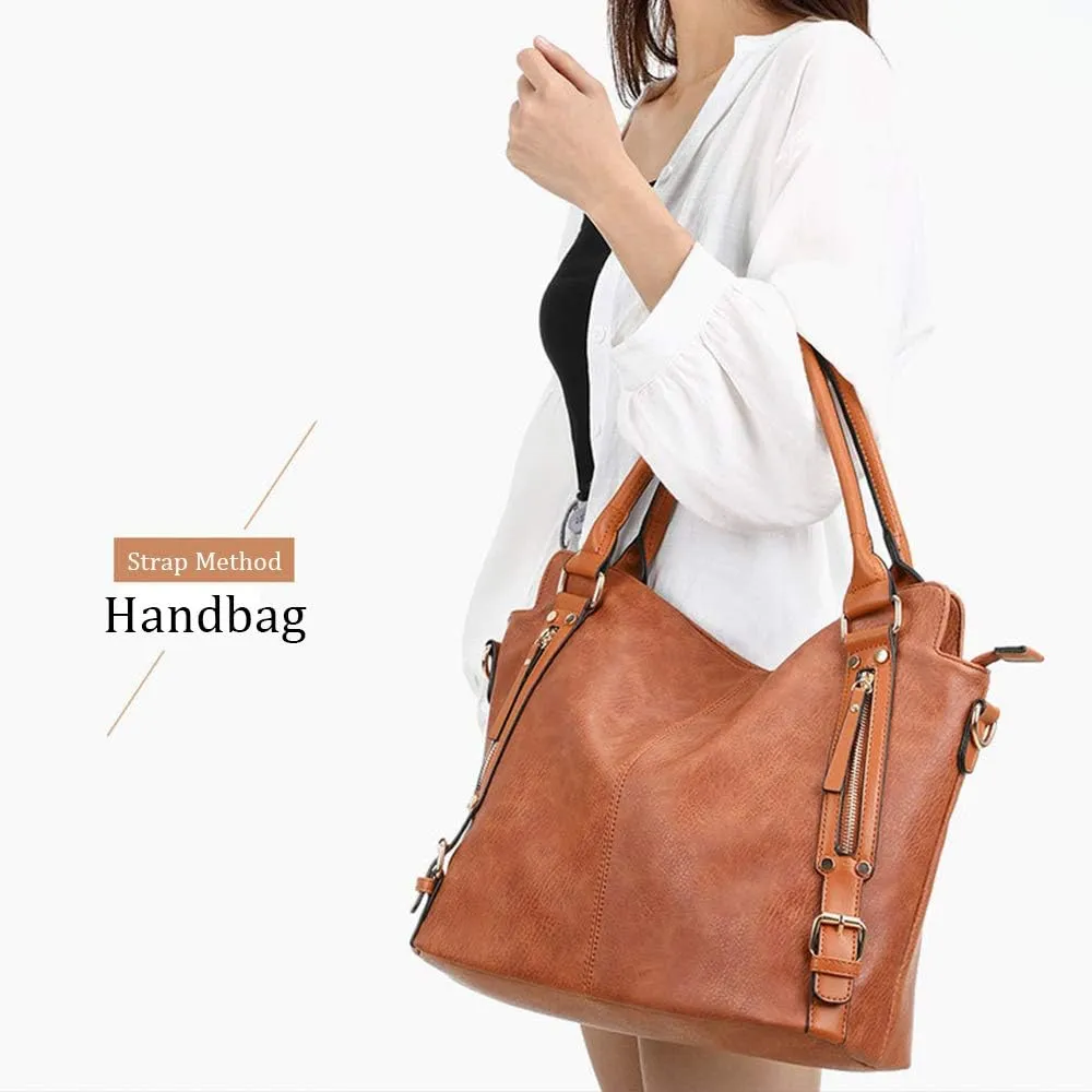 Women Top Handle Satchel Leather Handbag And Purse Shoulder Bag Big Tote