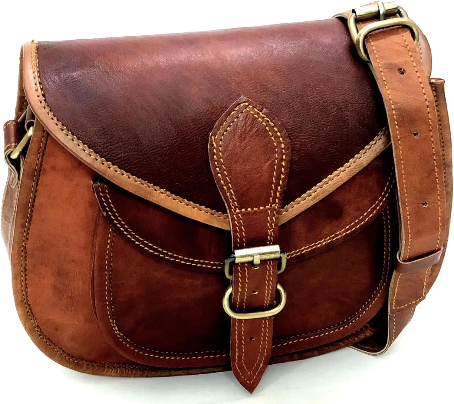 Women Vintage Leather Crossbody Shoulder Bag Satchel ladies Purse Saddle Bag Crossover Bags for Women Travel
