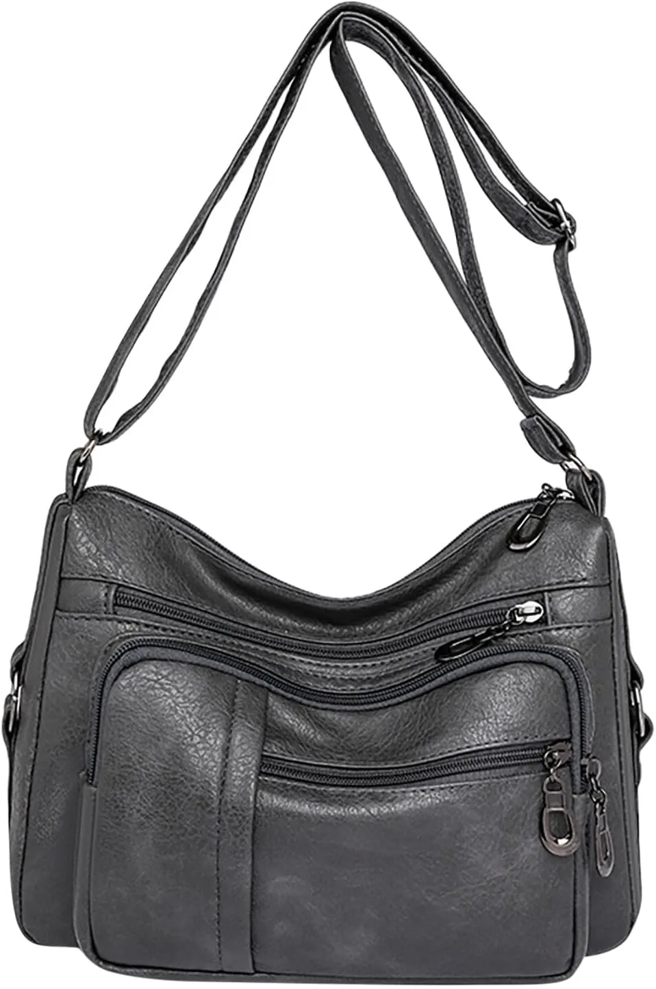 Women Vintage Soft Leather Water Proof Fashionable Crossbody Bag Classic Lightweight Pocket Canvas (Grey, One Size)