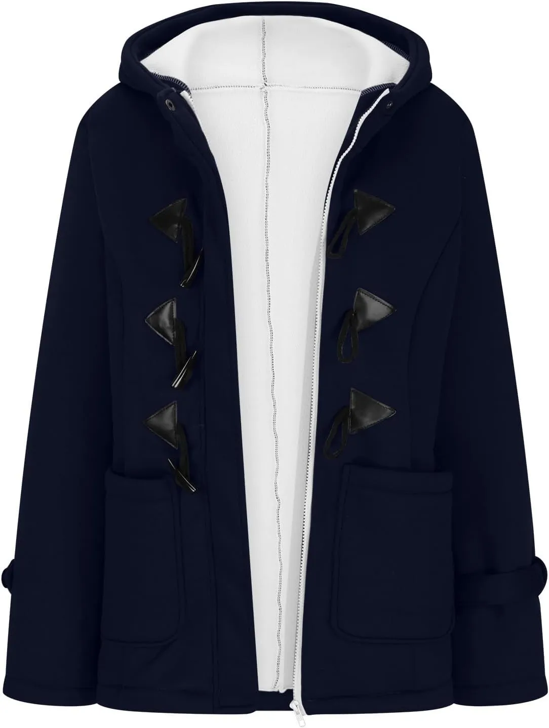 Women Winter Warm Coats Fleece Lined Hooded Parka Jacket Long Sleeve Hooded Outerwear with Pocket Overcoats