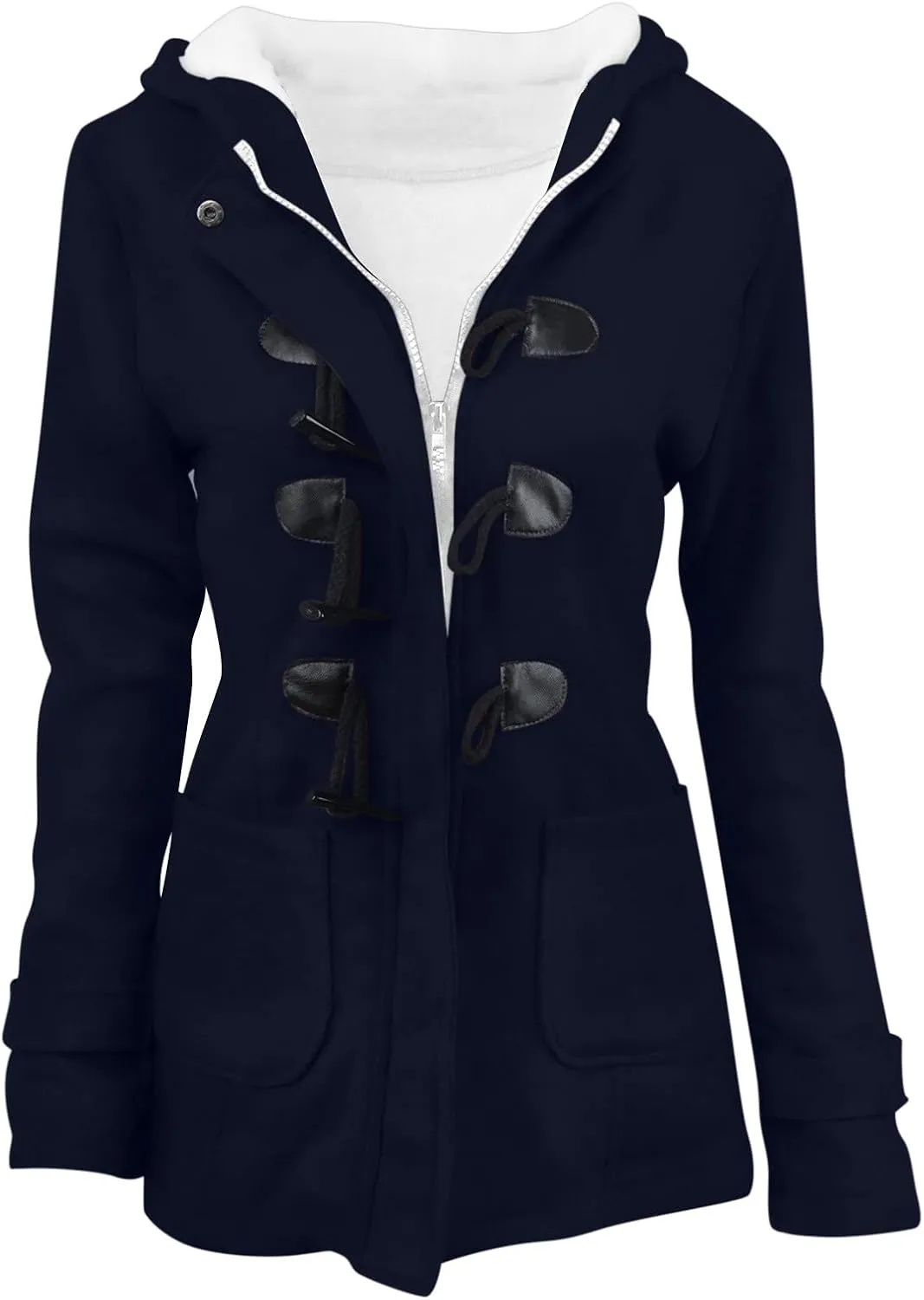 Women Winter Warm Coats Fleece Lined Hooded Parka Jacket Long Sleeve Hooded Outerwear with Pocket Overcoats