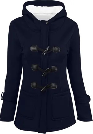 Women Winter Warm Coats Fleece Lined Hooded Parka Jacket Long Sleeve Hooded Outerwear with Pocket Overcoats
