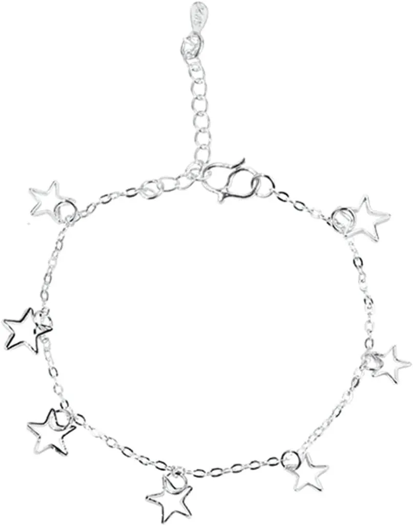 Womens Anklets Jewelry Silver, Beach Jewelry Anklets Trendy with Star Pendant Foot Accessories Summer 10Inch(25cm)