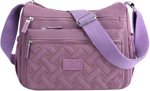 Women's Anti Theft Shoulder Bags Lightweight Quilted Leather Handbags for Women Beach Bag Water Proof Sandproof(Purple)