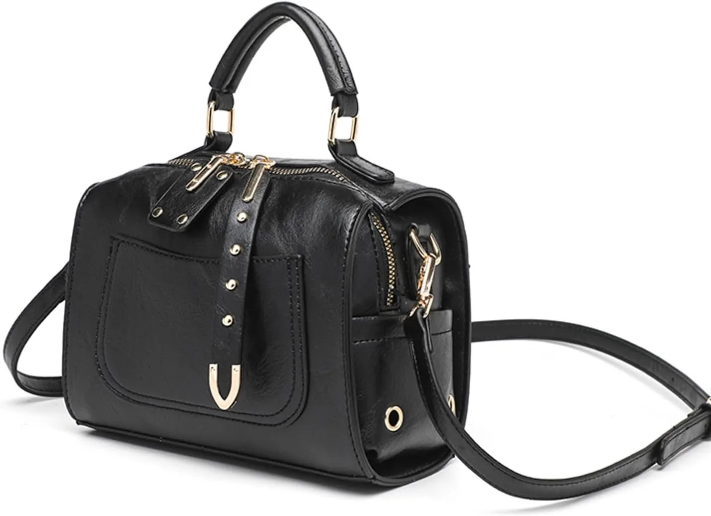 Women's Classic Satchel Bags Work Tote Bags with Strap Vintage Top-Handle Handbags Multi Compartment Purse(Black)