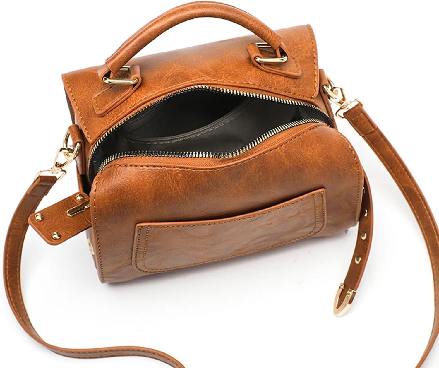 Women's Classic Satchel Bags Work Tote Bags with Strap Vintage Top-Handle Handbags Multi Compartment Purse(Brown)