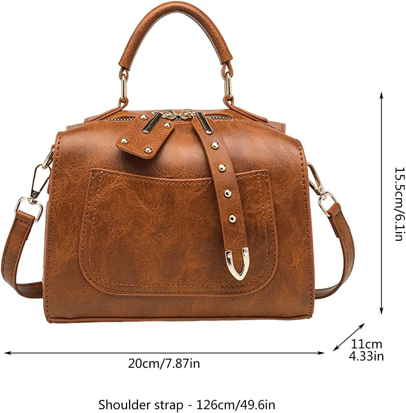 Women's Classic Satchel Bags Work Tote Bags with Strap Vintage Top-Handle Handbags Multi Compartment Purse(Brown)