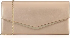 Womens Evening Handbag Vegan Leather Ladies Envelope Clutch Classic Elegant Purse Bags