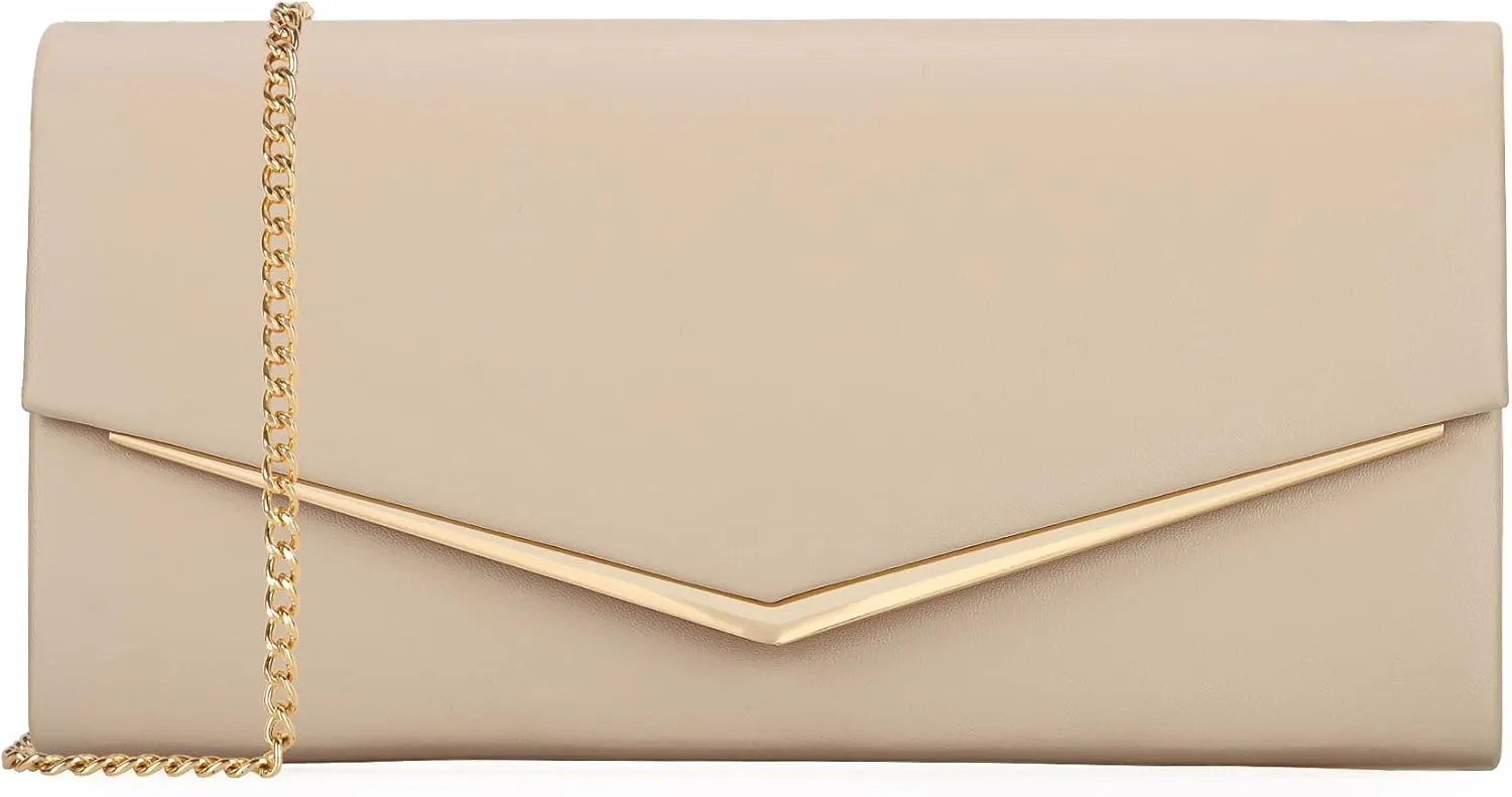 Womens Evening Handbag Vegan Leather Ladies Envelope Clutch Classic Elegant Purse Bags