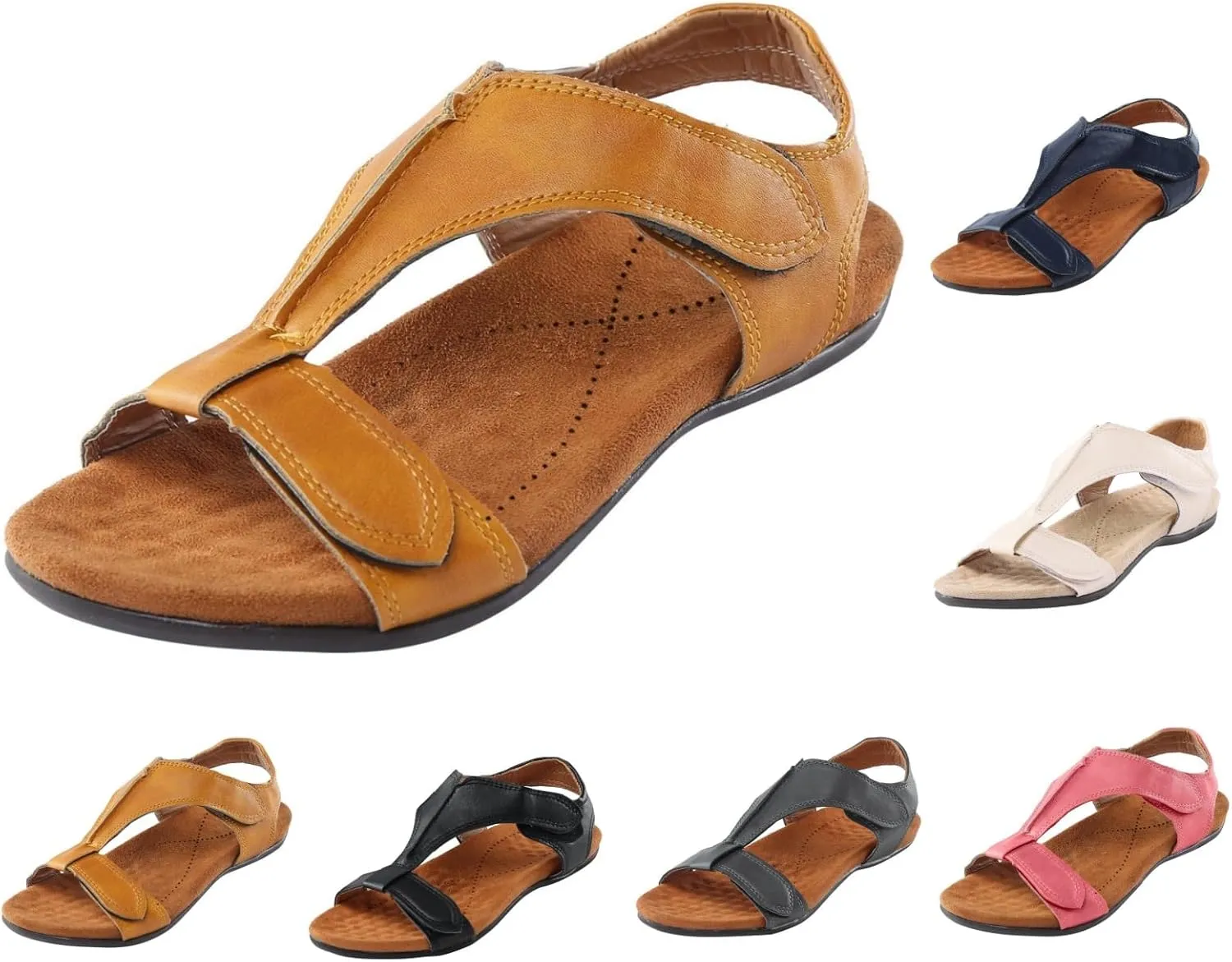 Women's Flat Sandals Arch Support Orthopedic Sandals for Women 2025 Comfortable Soft Cushion Sandal Fashion Summer Beach Vacation Comfort Shoes