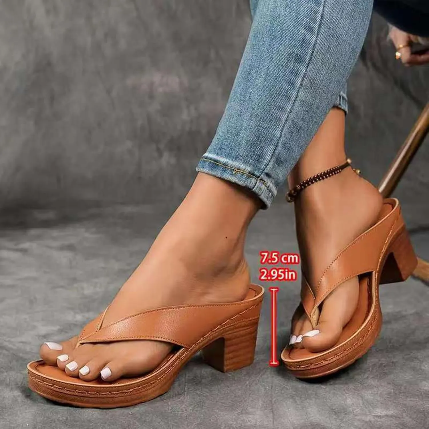Women's Flat Sandals Summer Thong Slide Bohemian Walking Sandal Dress Shoes Anti-slip Low Heels Sandal Summer