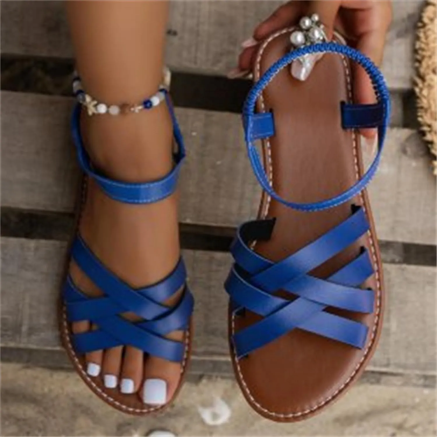 Women's Gladiator Strap Sandals Flat Fisherman Thong Cross Strappy Leathe Casual Woven - Braided Sandals, Beach Dressy Summer Rope Bohemian Summer Comfy Boho Flats Teen Girls Spring Shoes